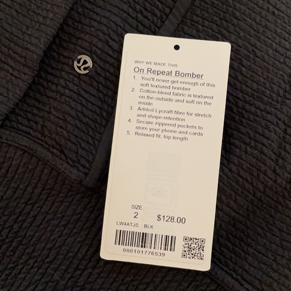 On Repeat Bomber Lululemon size 2 - Picture 6 of 6